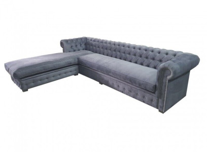 Velvet Corner sofa Chesterfield Textile Fabric Corner sofa Sofa Upholstery Couch Corner suite